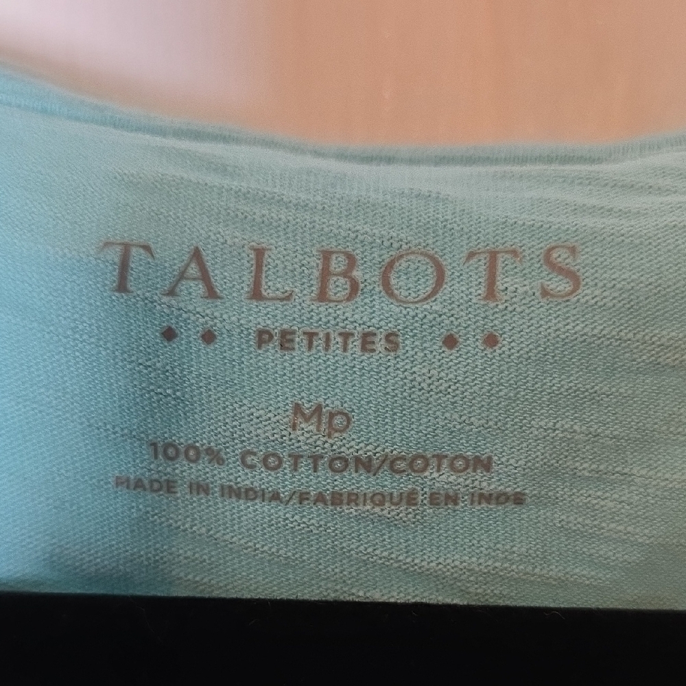 Talbots Medium M Petite Aqua Sleeveless Tank Top - Picture 3 of 5